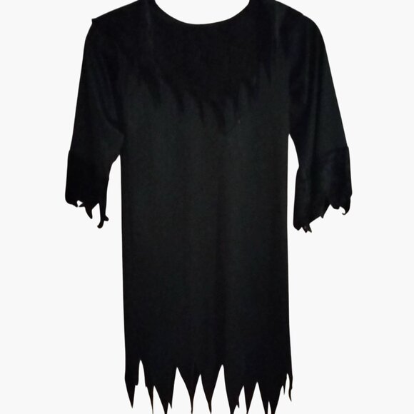 Black Halloween Costume Dress Goth Witch Velvet Collar Cuffs Childs Medium - Picture 1 of 3